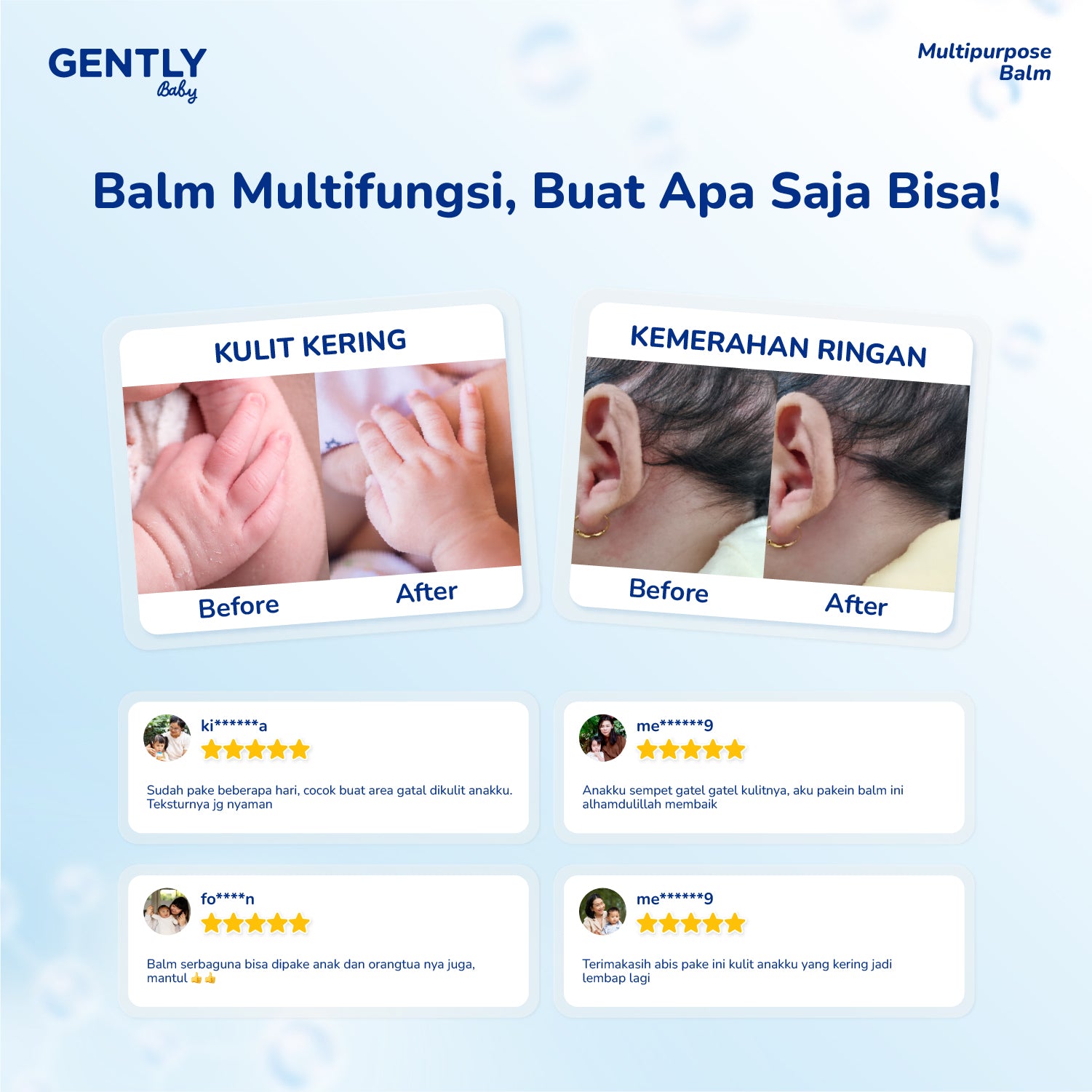 GENTLY Baby Multipurpose Balm 12gr - Baby Balm Multifungsi dengan New Zealand Manuka Honey | 5x Ceramides | Untuk Kulit Sensitif & Kering