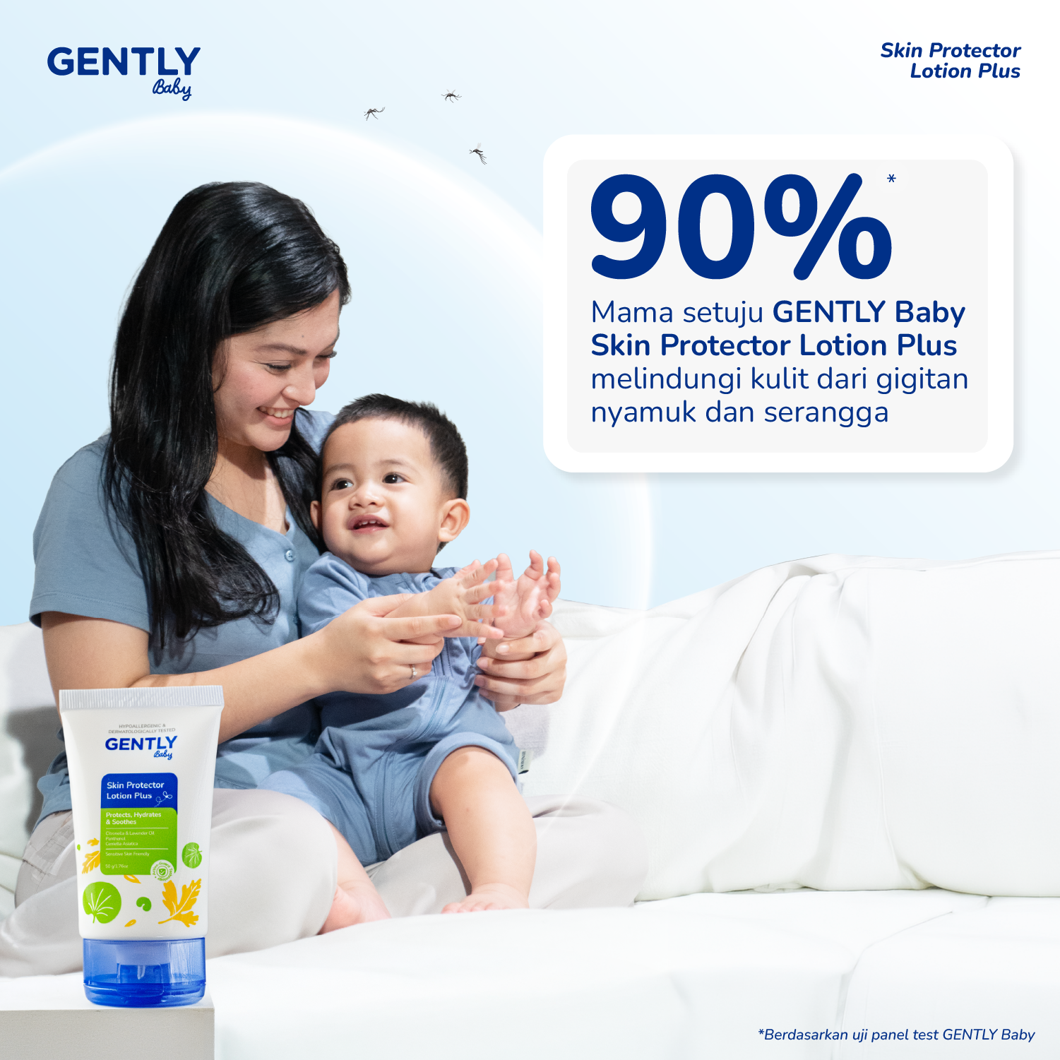GENTLY Baby Skin Protector Lotion Plus 50gr - Anti Nyamuk Bayi Citronella | Lotion Anti Nyamuk 8 Jam untuk Bayi & Anak | Cream Anti Nyamuk