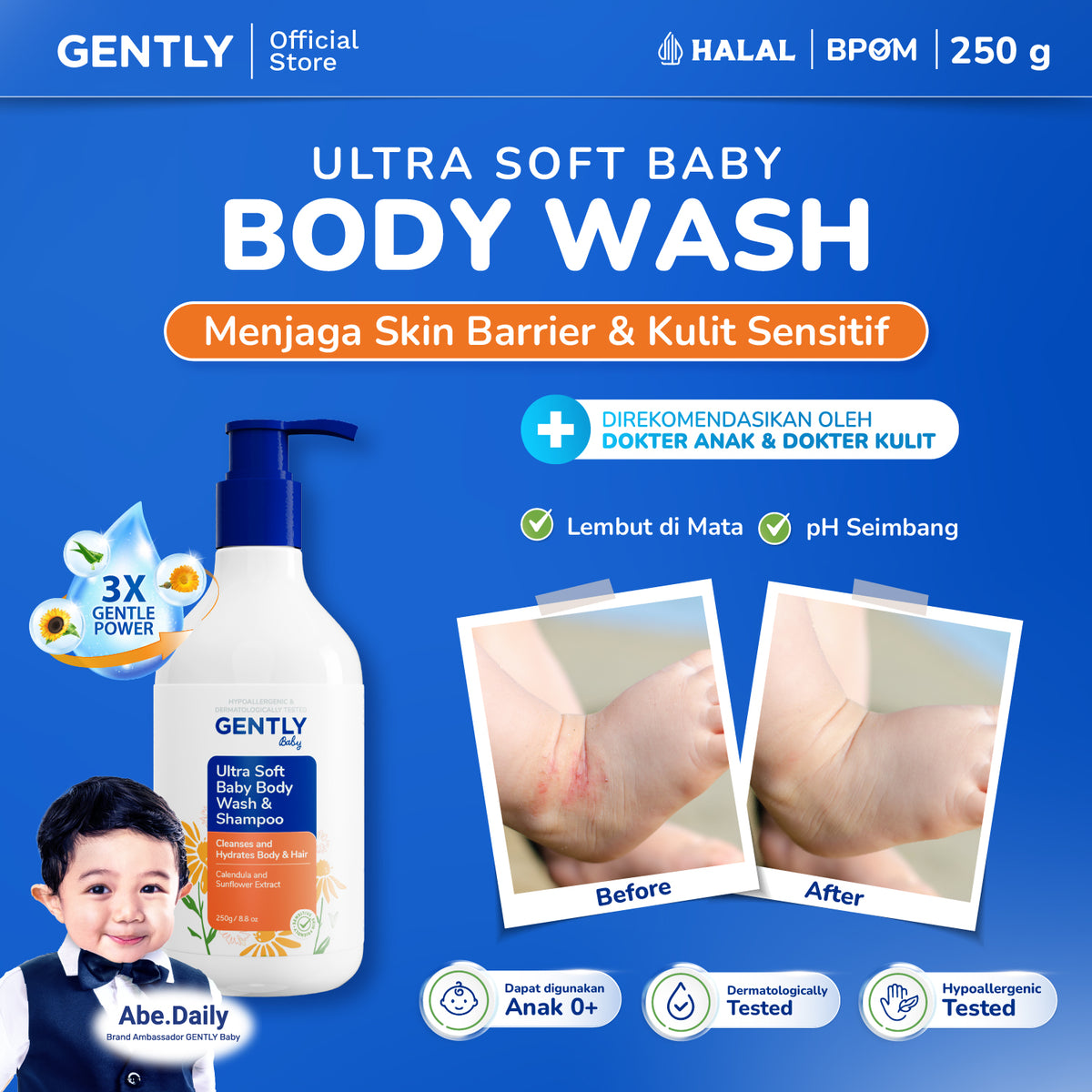 GENTLY Ultra Soft Baby Body Wash &amp; Shampoo 250ml
