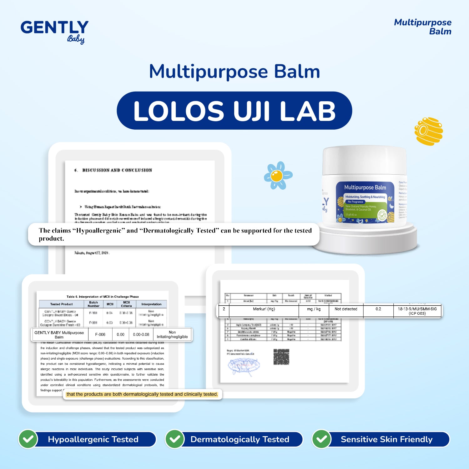 GENTLY Baby Multipurpose Balm 12gr - Baby Balm Multifungsi dengan New Zealand Manuka Honey | 5x Ceramides | Untuk Kulit Sensitif & Kering