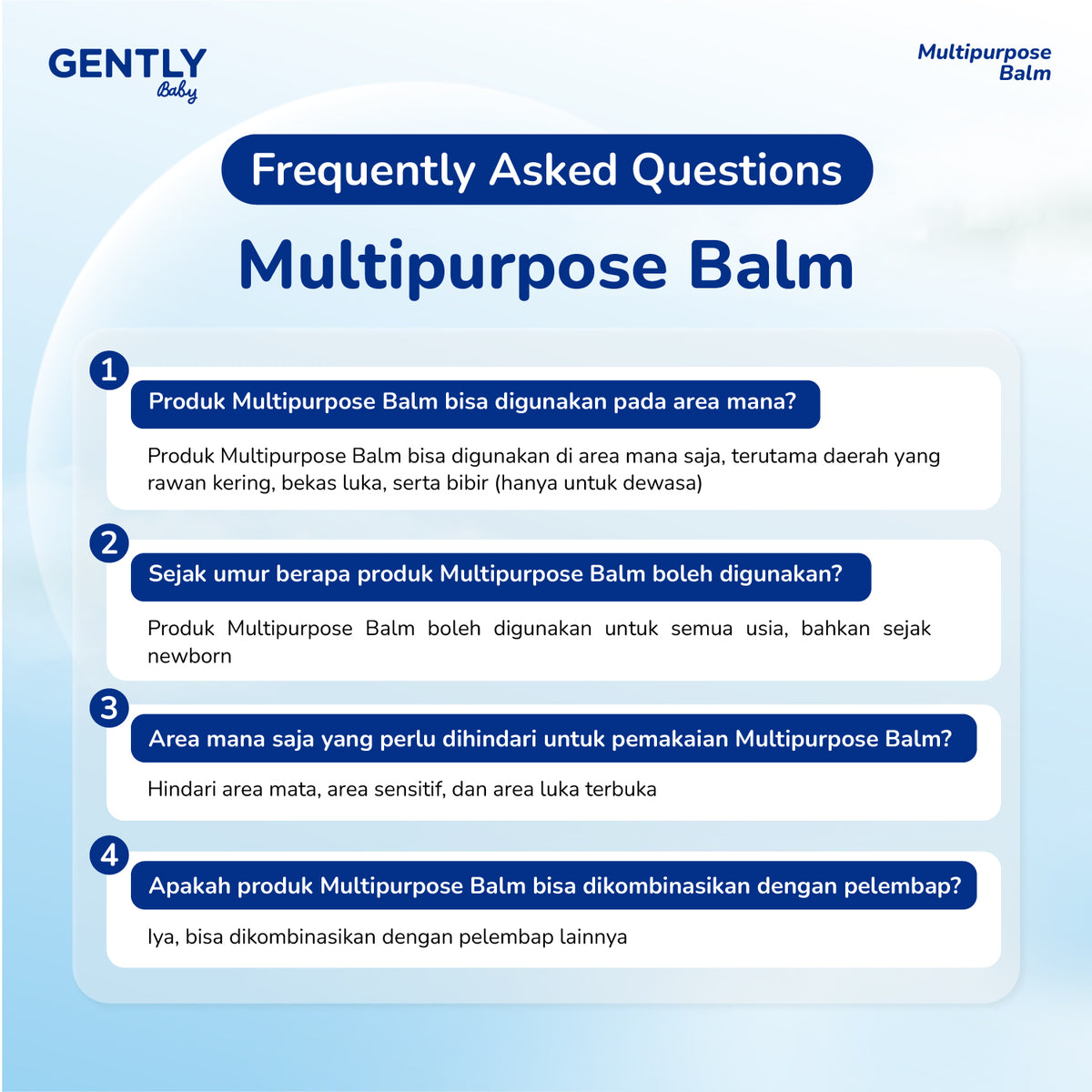 GENTLY Baby Multipurpose Balm 12gr - Baby Balm Multifungsi dengan New Zealand Manuka Honey | 5x Ceramides | Untuk Kulit Sensitif & Kering