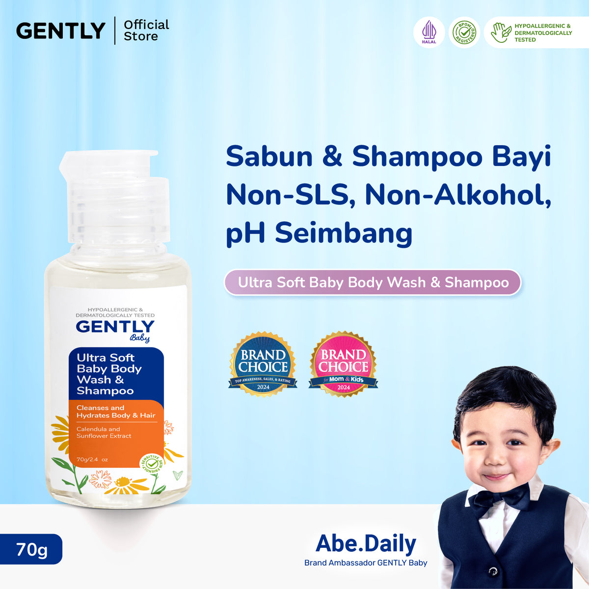 GENTLY Ultra Soft Baby Body Wash &amp; Shampoo 70ml
