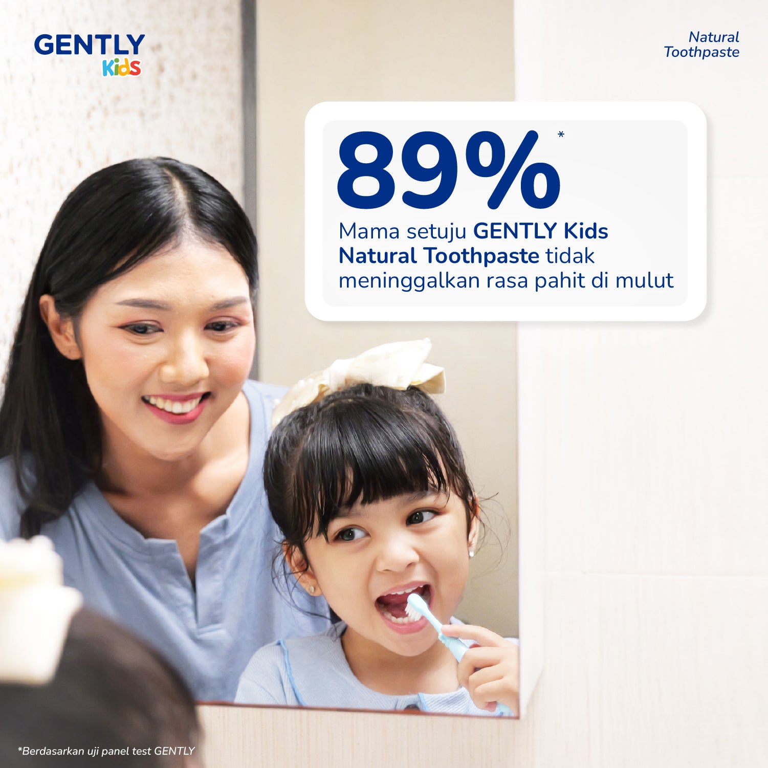 GENTLY Kids Natural Toothpaste 50gr - Pasta Gigi anak dengan Fluoride 1000ppm | Aman Tertelan | Rasa Leci | Efektif Membantu Cegah Gigi bBerlubang sejak Gigi Pertamanya