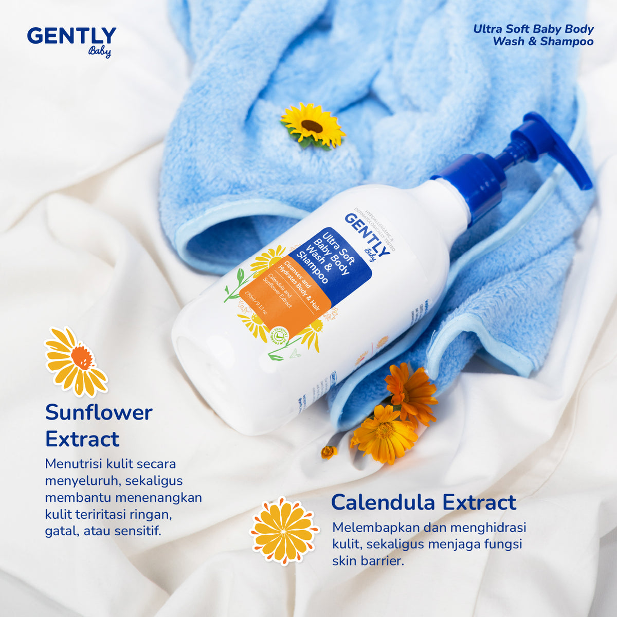 GENTLY Ultra Soft Baby Body Wash & Shampoo 250ml