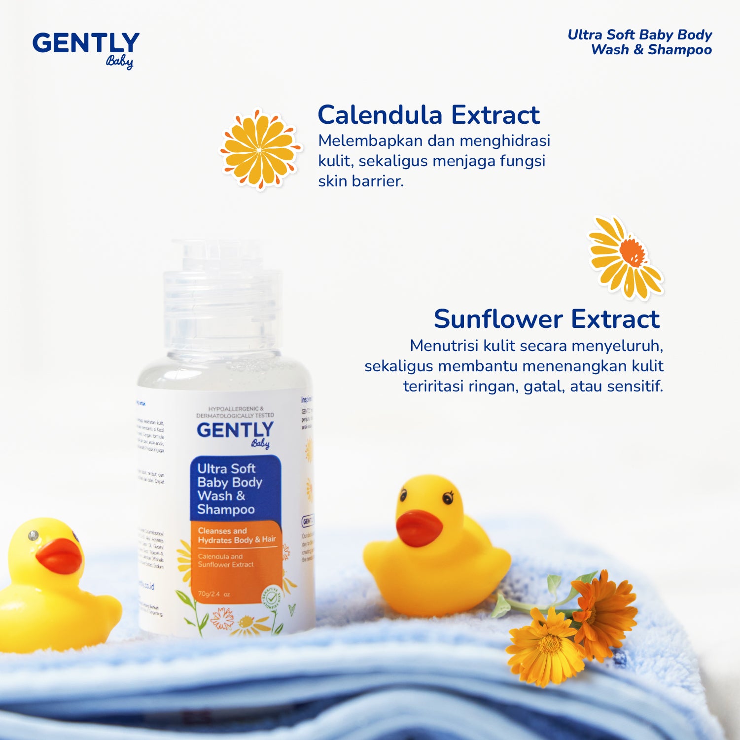 GENTLY Ultra Soft Baby Body Wash & Shampoo 70ml