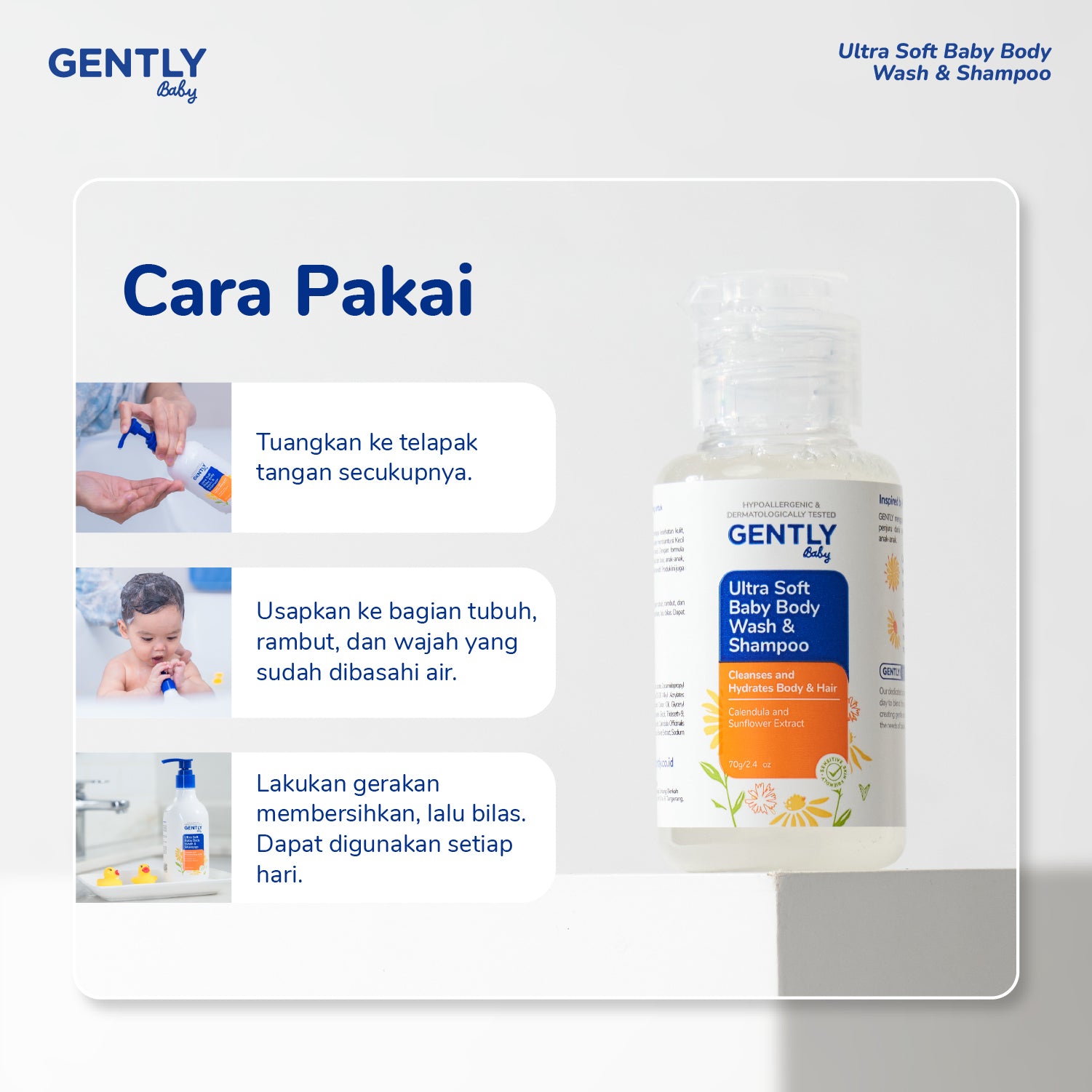 GENTLY Ultra Soft Baby Body Wash & Shampoo 70ml