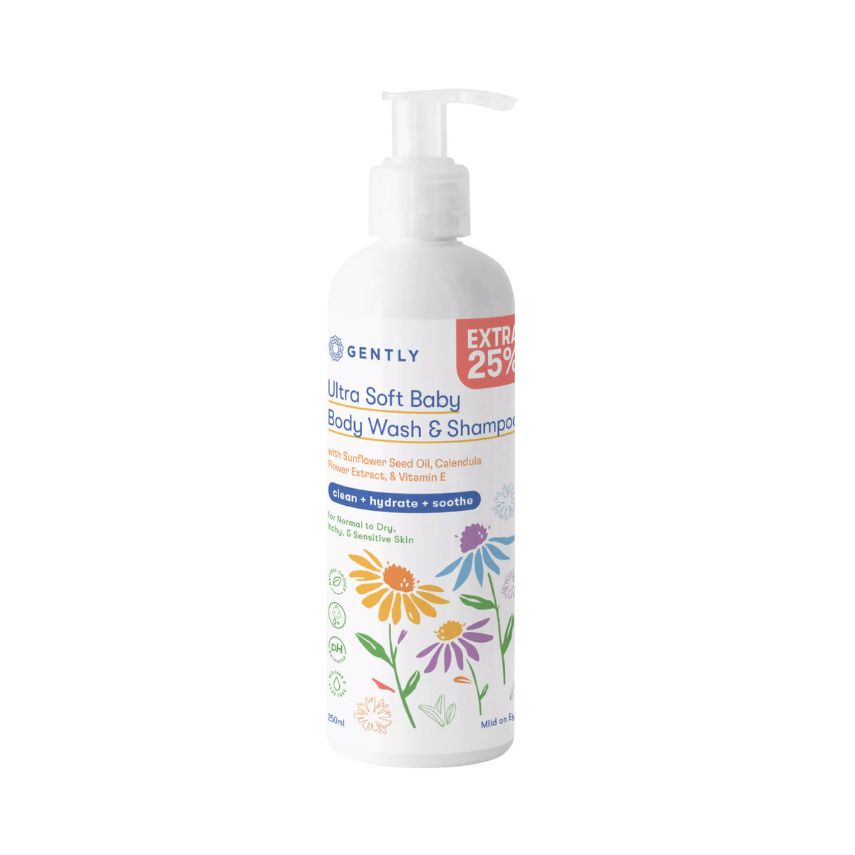 Gently Ultra Soft Body Wash &amp; Shampoo Baby - Sabun dan Shampoo gentle untuk anak dan bayi tanpa SLS/SLES